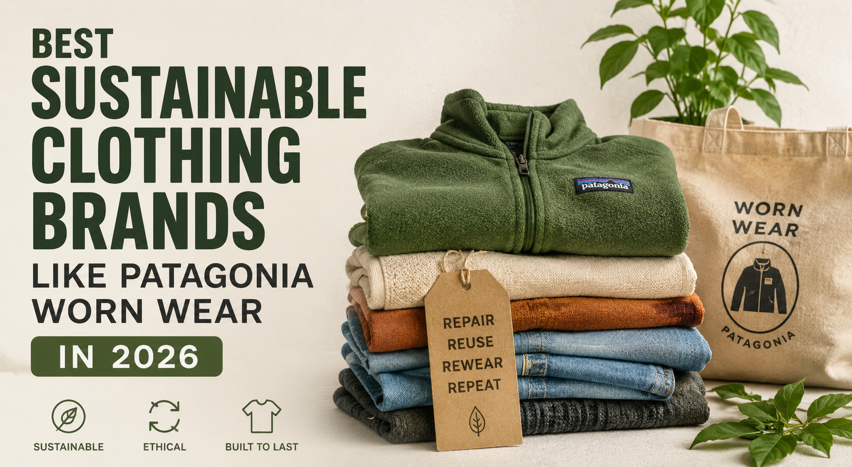 Eco-friendly clothing displayed with recycled outdoor apparel representing sustainable fashion brands and circular clothing practices.