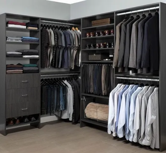 Essential clothing pieces for a men's capsule wardrobe including shirts, jeans, shoes, and accessories.
